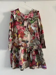 MONNALISA 花柄7人の小人プリントワンピース