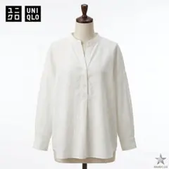 UNIQLO ユニクロ リネンブレンド スキッパーシャツ 白 XL