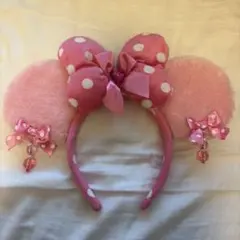 ディズニー カチューシャ ミニー ピンク ドット イヤリング ラメ