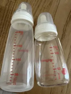 Pigeon）スリムタイプ哺乳瓶2本パック（プラスチック製+耐熱ガラス製）