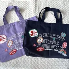 ミッキー&ミニー　刺繍　ハンドバッグ　トートバッグ