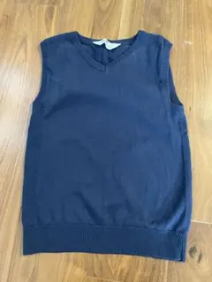 【ほぼ未使用】H&M ネイビー キッズ Vネック ノースリーブベスト 6-8Y