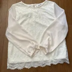 ホワイトレース長袖ブラウス Lサイズ