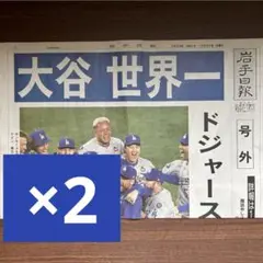大谷翔平 ロサンゼルス・ドジャース ワールドシリーズ優勝  岩手日報 号外 2部
