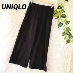 ユニクロ◆裏起毛 ワイドパンツ スウェット ウエストゴム M ブラウン ゆったり
