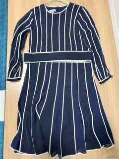 HOBBS ストライプ 長袖ワンピース