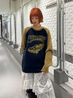 CERTAINITY ニットセーター ネイビー/ベージュ