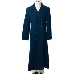 Y2504-416① ベネトン ウール ロングコート レディース S ブラック