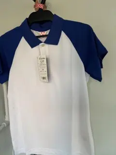 青と白のラグランスリーブTシャツ xs