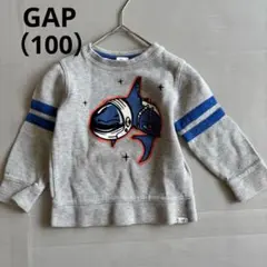 【ギャップ】長袖トレーナー　サメ　グレー　クルーネック　保育園、幼稚園着/100