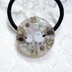 ②-⑥レジンヘアゴム。シマエナガ。チョコレートカラー。スターフラワー。