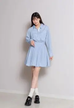 herlipto Stripe Shirt Bubble Dress