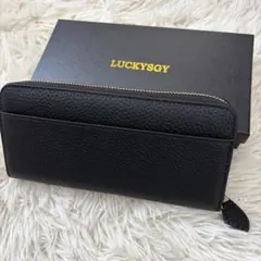 メンズ 長財布 小銭入れ 本革 大容量 ラウンドファスナー ウォレット ブラック