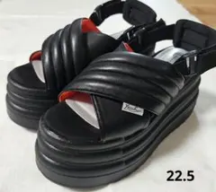 yosuke ヨースケ　厚底サンダル　黒　22.5