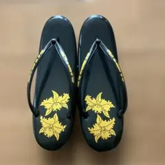 花柄草履 黒