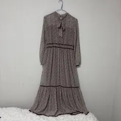 フラワープリント 長袖ロングワンピース