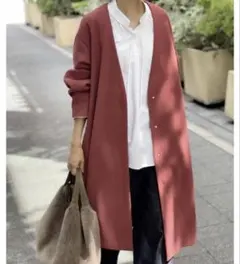 ビアズリー上質ウールきれい色リバーシブルフーディニットコーディガンガウンコート ビアズリー上質ウールきれい色リバーシブルフーディニット