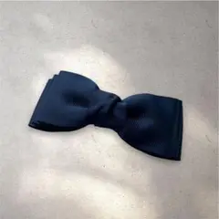リボン　バレッタ　ネイビー　お受験