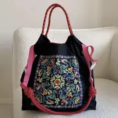 【新品】【ストラップ付】ball&chain 花柄の刺繍バッグ トートバック