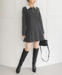SNIDEL 衿つきプリーツカットミニワンピース