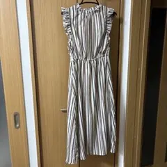 ストライプ柄 フリル袖 ロングワンピース OLIVE des OLIVE