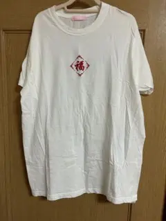 WC/福刺繍Tシャツ チャイナ 福 半袖 Tシャツ ホワイト