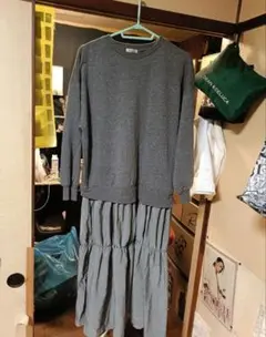 ☆未使用☆　Rafnaf　ワンピース　長袖　グレー　Lサイズ