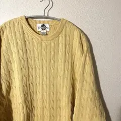 Euro Vintage 90s イギリス製 ケーブル コットンニット イエロー