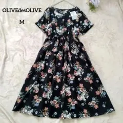 【未使用】オリーブデオリーブ　花柄　バッグボタンワンピース　M