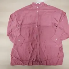 レンガ色長袖シャツ スタンドカラー