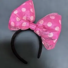 ミニーマウス 水玉カチューシャ ピンク