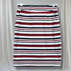 INGNI タイトスカート ボーダー ひざ丈 M レディース ストレッチ 秋