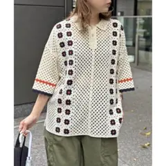 CPCM クロシェニットポロシャツ Fサイズのサムネイル