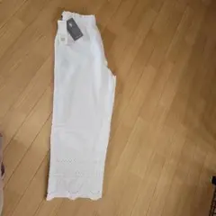 リネン綿 　オフレースペチパンツ　フリー