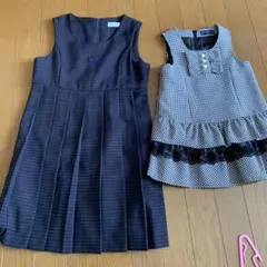 ネイビーとチェック柄ワンピースセット95cm 130cm