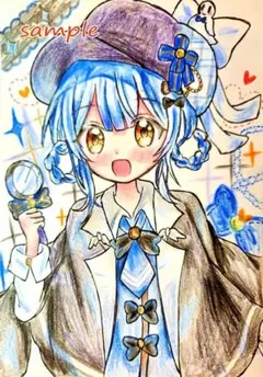 まのさば 魔法少女ノ魔女裁判 橘シェリー 手描きイラスト ファンアート ハガキ