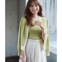 ☆23年モデル☆ナチュラルビューティーベーシック　バイカラーニットカーディガン