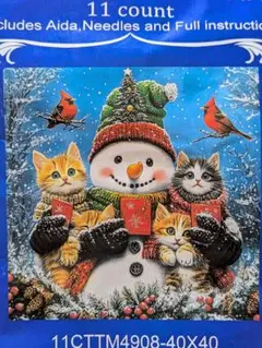 雪だるまと猫の刺繍キット 11カウント