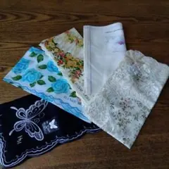 HANAÉ MORI 青いバラ 他ハンカチ5枚
