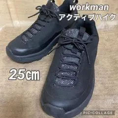 【美品】ワークマン アクティブハイク 厚底スニーカー ブラック 25㎝