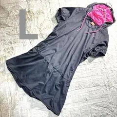 美品 PUMA プーマ スポーツワンピース フード付 ブラック×ピンク Lのサムネイル