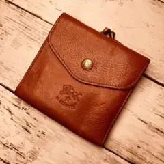 【ヴィンテージ感漂う本革】　ILBISONTE　ガマ財布　ヤケヌメ　バイソン刻印