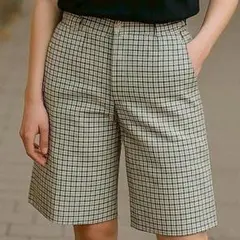 美品 Comicky ハーフパンツ Mサイズ 水色 チェック柄 ベルトループ