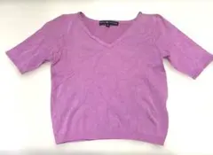 RALPH RL LAUREN Vネック 半袖ニット パープル Mのサムネイル