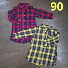 ベビー用チェックシャツ90㎝☆2点セット