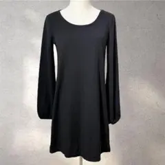 【チュニック】Lサイズ/黒/ノームコア/クールネック/ビッグシルエット/長袖