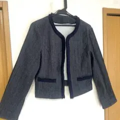 デニム風ノーカラージャケット