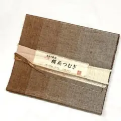ED52 絹花つむぎ　反物　赤茶系　正絹　リメイク　未仕立てのサムネイル