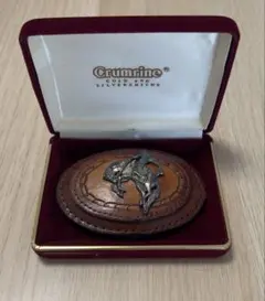【希少 ビンテージ】Crumrine 本革＋シルバー ロデオデザイン バックル 希少 ビンテージ】Crumrine 本革＋シルバー ロデオデザイン バックル