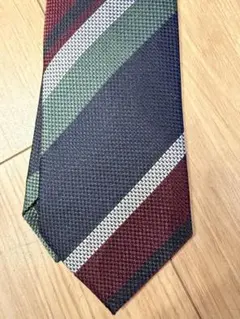 値下中古ORIHICAオリヒカストライプネクタイ ネイビー グリーン バーガンデ